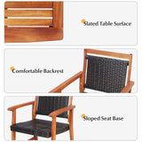 3-Piece Patio Acacia Wood Bistro Set, Patiojoy Outdoor Furniture Set with 2 Chairs & 1 Side Table