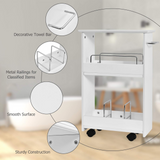 Tangkula Slim Bathroom Storage Shelves, Wooden Rolling Storage Cabinet