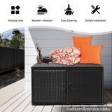 Tangkula Outdoor Wicker Storage Box, Garden Deck Bin with Steel Frame