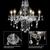 Tangkula Crystal Chandelier, 6 Light Ceiling Lighting Fixture (Transparent)