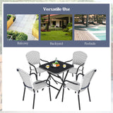 5-Piece Rattan Patio Dining Set, No Assembly Needs, Square Folding Table & 4 Stackable Chairs Set