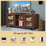 Tangkula Farmhouse TV Stand, Living Room Console Storage Cabinet for TVs up to 65" Flat Screen