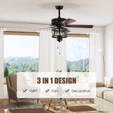 50-Inch Ceiling Fan with Lights, 3-Speed Adjustable (Coffee)