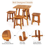 Tangkula 5 Piece Wood Patio Dining Set