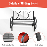 Tangkula 2-Person Outdoor Glider Bench, Swing Seat Bench with Seat & Back Cushions, Sturdy Rustproof Steel Frame