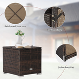 Tangkula 2 Pieces Patio Ottomans, Patiojoy Hand-Woven PE Rattan Side Table with Removable Cushion & Hidden Storage Space