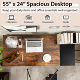 Tangkula 55" Computer Desk, Large Home Office Desk with 2-Tier Storage Shelves