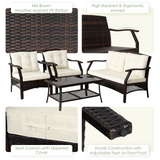 Tangkula Outdoor Rattan Furniture Set, Patiojoy Outdoor Wicker Sofa Set