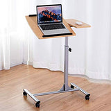 Tangkula Laptop Desk Overbed Table, Mobile Desk Cart, Angle & Height Adjustable Laptop Stand Cart