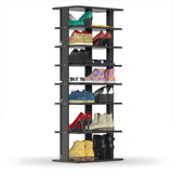 Tangkula 7 Tiers Vertical Shoe Rack, Entryway Wooden Shoes Racks, Modern Shoe Rack Organizer
