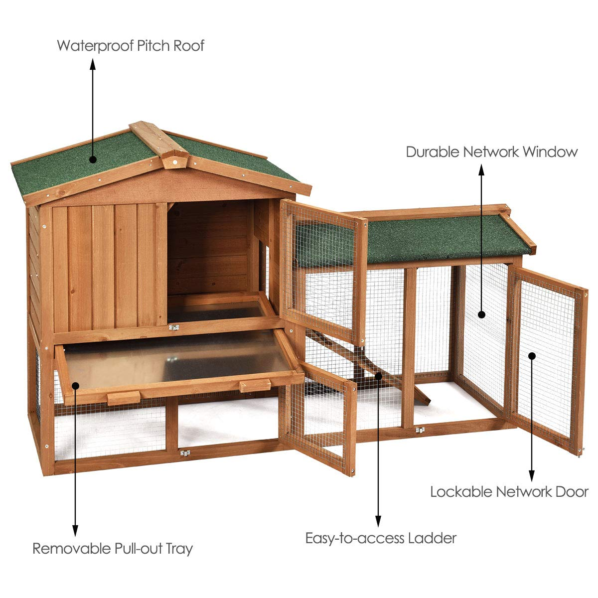 Rabbit Hutch Indoor and Outdoor - Tangkula