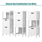 Tangkula Bathroom Floor Cabinet, Multifunctional Wooden Storage Cabinet with 2 Adjustable Drawers