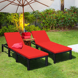 Tangkula Patio Wicker Lounge Chair, Outdoor Rattan Adjustable Reclining Backrest Lounger Chairs