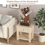 Tangkula 5 Tier Tree Bookshelf with Drawer, Rustic 5 Shelf Space Saving Corner Bookcase
