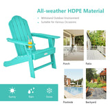 Tangkula Adirondack Chair Outdoor, Fade Resistant HDPE Armchairs with Cup Holder