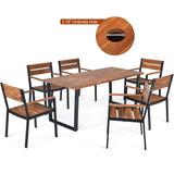 Tangkula 7PCS Outdoor Dining Set, Patio Dining Furniture Set with Sturdy Steel Frame