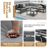 Tangkula 3 Piece Aluminum Patio Furniture Set, Patiojoy Outdoor Sectional Sofa Set with 6-Level Reclining Backrest