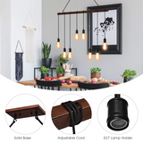 Tangkula Industrial Multi Pendant Light, 8-Light Iron Rustic Island Chandelier, Suspension Line Can Be Adjusted Freely