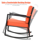 Tangkula Wicker Rocking Chair, Outdoor Glider Rattan Rocker Chair with Heavy-Duty Steel Frame