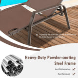 Tangkula 2 Piece Patio Adjustable Folding Stackable Chaise Lounge W/ 5-Position Backrest (Brown)