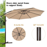 10FT Patio Offset Umbrella, Outdoor Cantilever Umbrella with Easy Tilt Adjustment & 8 Ribs
