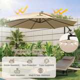 TANGKULA 10FT Solar Offset Umbrella, Tilted Cantilever Hanging Umbrella with 112 LED Lights