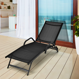 Tangkula Outdoor Patio Chaise Lounge Chairs, Reclining Lounge Chairs with 5-Position Adjustable Backrest & Breathable Fabric
