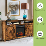 Industrial Fireplace TV Stand for TVs Up to 65 Inches, Entertainment Center w/18 1400W Electric Fireplace