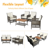 Tangkula Patio Furniture Set with 2-Tier Coffee Table