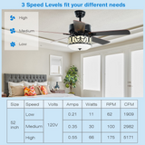 Tangkula 52"Ceiling Fan w/Lights & Remote Control, Lighting Fan w/5 Reversible Blades