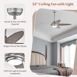 Tangkula 52 Inch Ceiling Fan with Lights, Indoor Modern LED Ceiling Fan