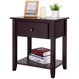 Tangkula End Table with Drawer, Nightstand w/Drawer and Storage Shelf