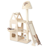 Tangkula Modern Wood Cat Tree for Indoor Cats, 64 Inch Multi-Level Tall Cat Tree with Scratching Rotatable Ball & Posts