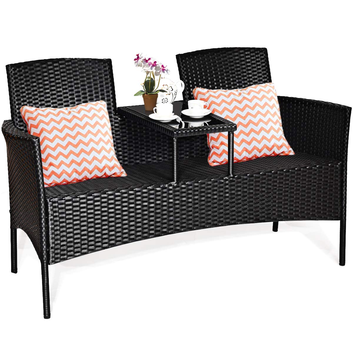 Wicker Patio Conversation Furniture Set - Tangkula