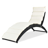 Tangkula Foldable Patio Lounge Chair, Outdoor Rattan Lounger Chaise