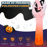 Tangkula 12 FT Halloween Inflatable Ghost W/ Rotating Flame LED Lights, Air Blower, Stake, Sandbag