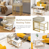 Tangkula Nesting Coffee Table Set of 2, Rectangular, Living Room Accent Cocktail Tables