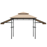Tangkula 13.5x4 Ft Grill Gazebo with Dual Side Awnings, Double Tier BBQ Gazebo with 2 Side Shelves