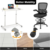 Tangkula Home Office Computer Desk & Chair Set, Height Adjustable Ergonomic Chair & Standing Desk with Wheels