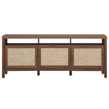 Tangkula Farmhouse Rattan TV Stand, 62 Inches Modern Boho Entertainment Center for TVs up to 65/70 Inches