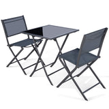 Tangkula 3 Pieces Folding Patio Bistro Set, Outdoor Furniture Set for Garden Porch Backyard Poolside