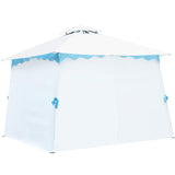 Tangkula 10 x 10 ft Patio Steel Gazebo, Outdoor Canopy Gazebo with Side Walls, Zippers, 2 Tier Vented Roof, Blue Trimming