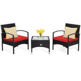 3 Pieces Patio Rattan Conversation Set - Tangkula