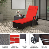 Tangkula Patio Chaise with Wheels, 6 Positions Adjustable Outdoor Lounger Chair with Steel Frame