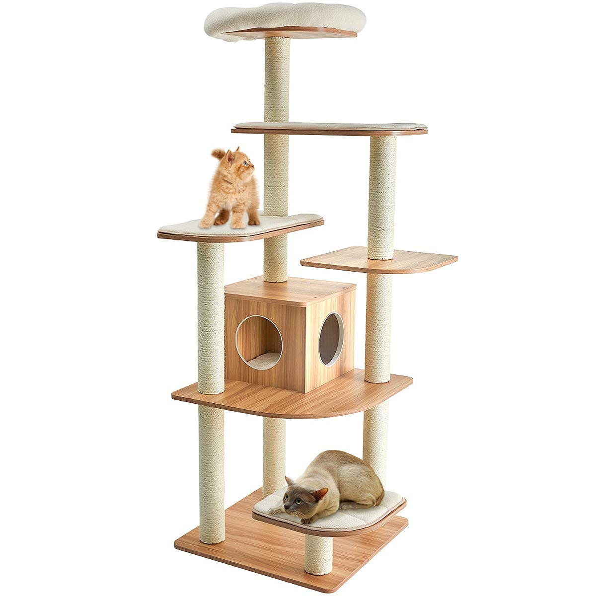 Tangkula Modern Wood Cat Tree