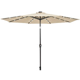 10FT Solar Powered 24 LED Lighted Patio Umbrella, Table Market Umbrella with Tilt Adjustment and Crank Handle