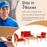 Tangkula Outdoor 4-Piece Acacia Wood Chat Set