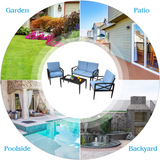 Tangkula Outdoor Aluminum Patio Conversation Set, Patio Sofa Set 1 Loveseat, 2 Single Sofas, 1 Coffee Table