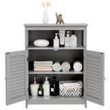 Tangkula Bathroom Floor Cabinet, Wooden Freestanding Storage Cabinet with Double Shutter Door & Adjustable Shelf