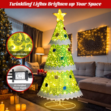 Tangkula 4.6 FT Lighted Pop-up Christmas Tree, Collapsible Artificial Xmas Tree